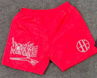Hostile by Nature Nylon Shorts (red